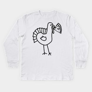 Thanksgiving Turkey with Pizza Slice Outline Kids Long Sleeve T-Shirt